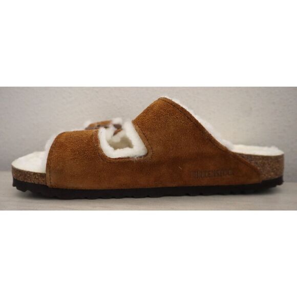Birkenstock Women's 10 Men's 8 Mink Brown Arizona Shearling Suede Sandals - Picture 11 of 16